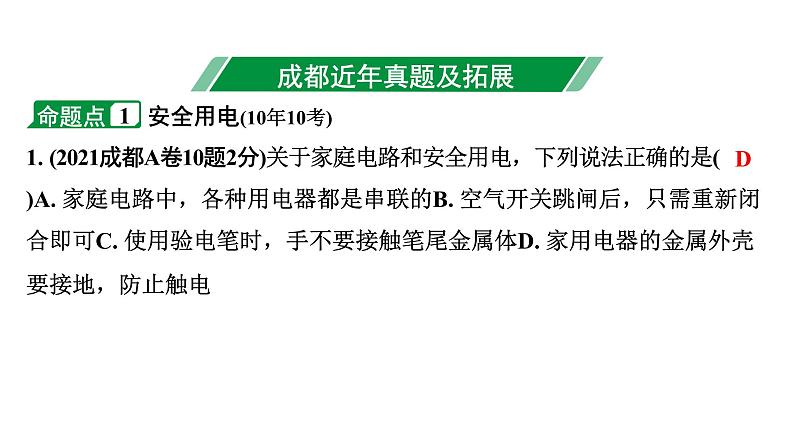 2024成都中考物理二轮专题复习 第22讲 家庭用电（课件）第3页