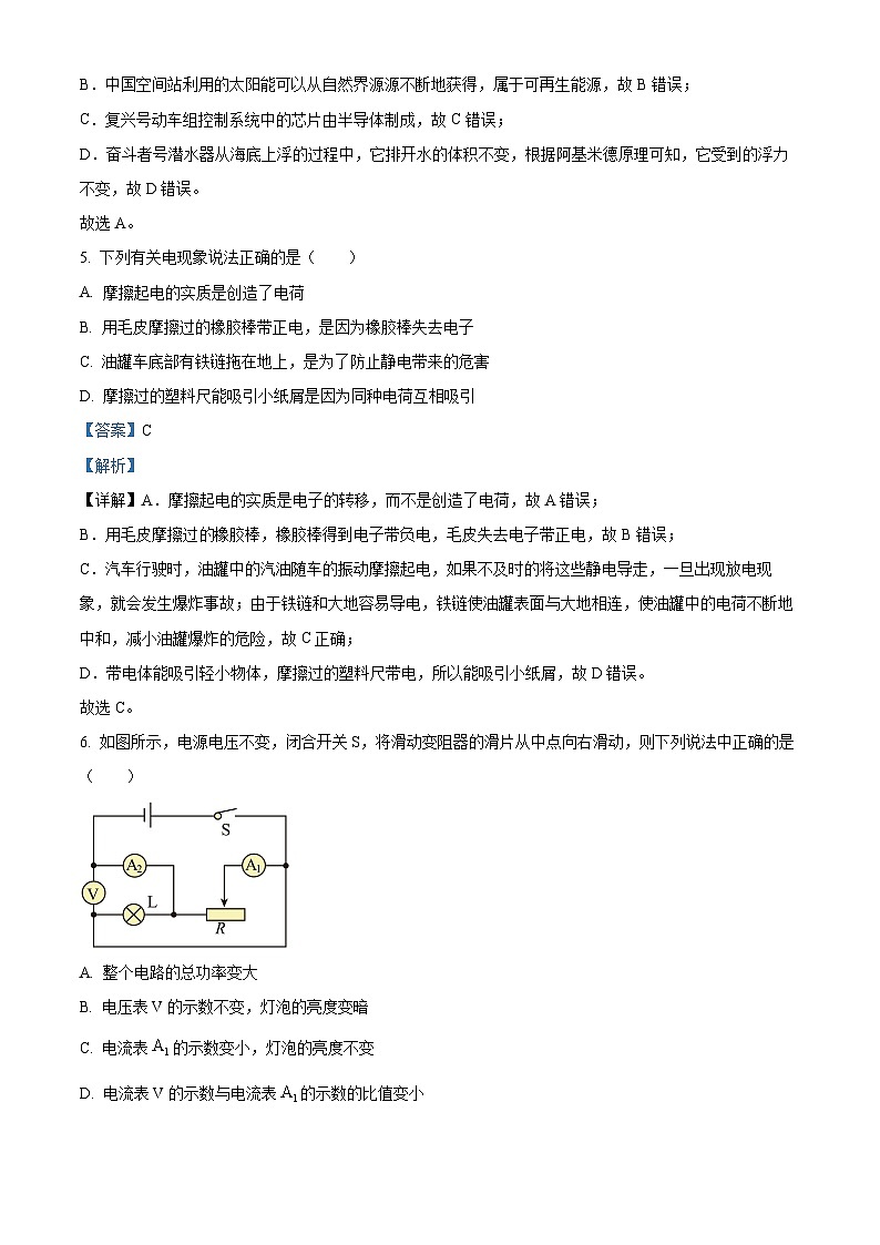 2024年辽宁省辽阳市第一中学中考四模物理试题（原卷版+解析版）03