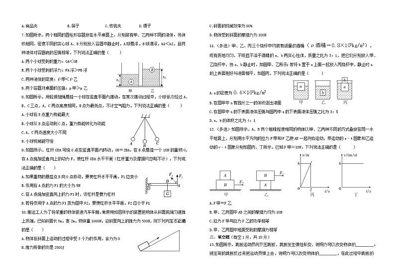 四川省泸州市合江县2023-2024学年八年级下学期期末模拟考试物理试题（一）第2页