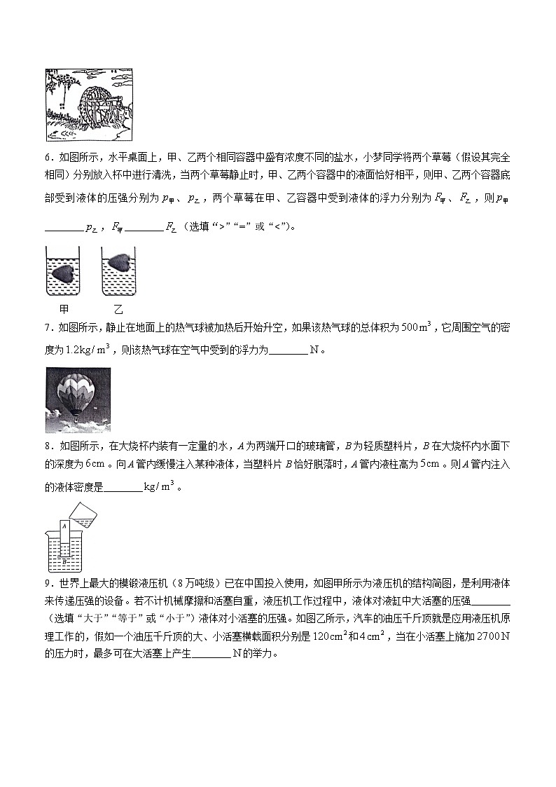 安徽省芜湖市南陵县2023-2024学年八年级下学期6月期末物理试题第2页