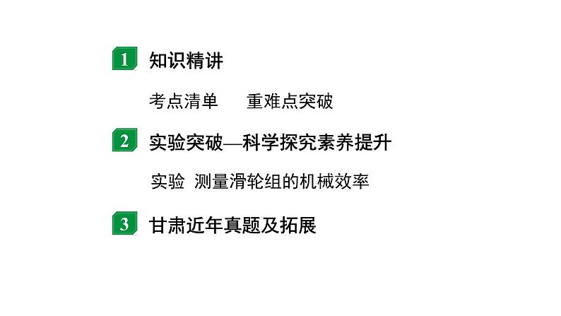 2024甘肃中考物理二轮专题复习 第九章 机械和功 第三节 滑轮  斜面  机械效率（课件）第2页