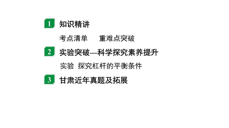 2024甘肃中考物理二轮专题复习 第九章 机械和功 第一节  杠杆（课件）第2页