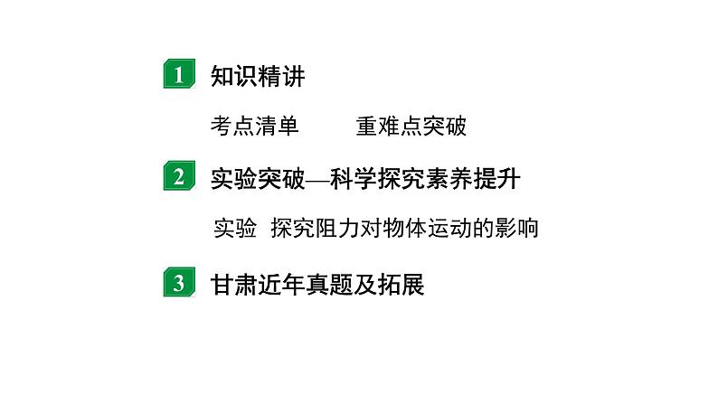 2024甘肃中考物理二轮专题复习 第七章 第二节 二力平衡  牛顿第一定律 （课件）第1页