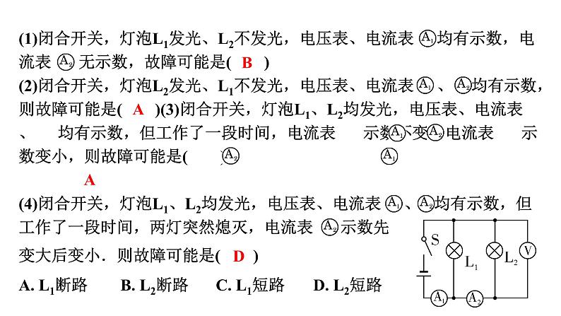 2024甘肃中考物理二轮专题复习 微专题 电路故障分析（课件）第4页