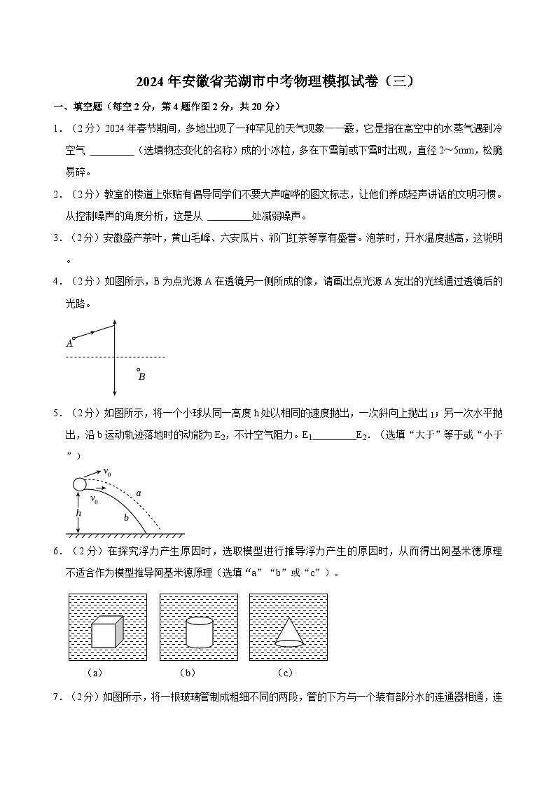 2024年安徽省芜湖市中考物理模拟试卷（三）第1页
