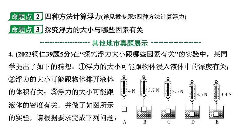 2024贵州中考物理二轮重点专题研究 第十二章 第一节  浮力  阿基米德原理（课件）06