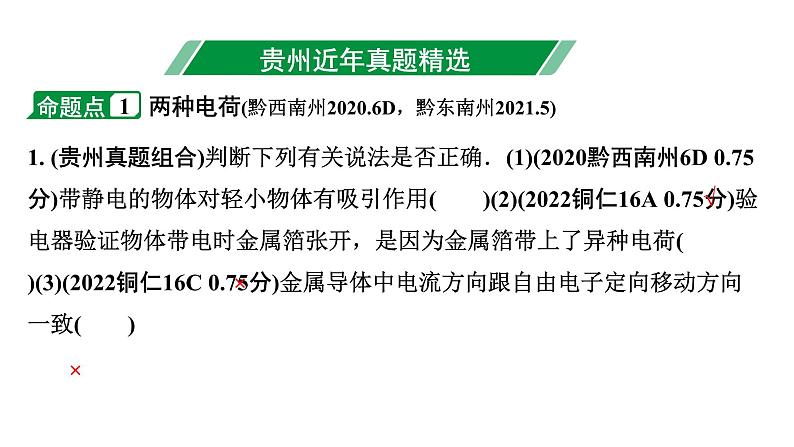 2024贵州中考物理二轮重点专题研究 微专题 电荷  电流  电压  电阻（课件）第3页