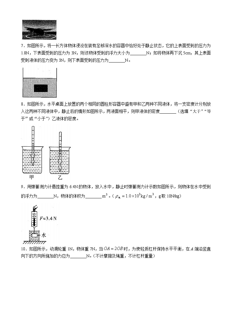 安徽省淮南市谢家集区2023-2024学年八年级下学期6月期末物理试题02