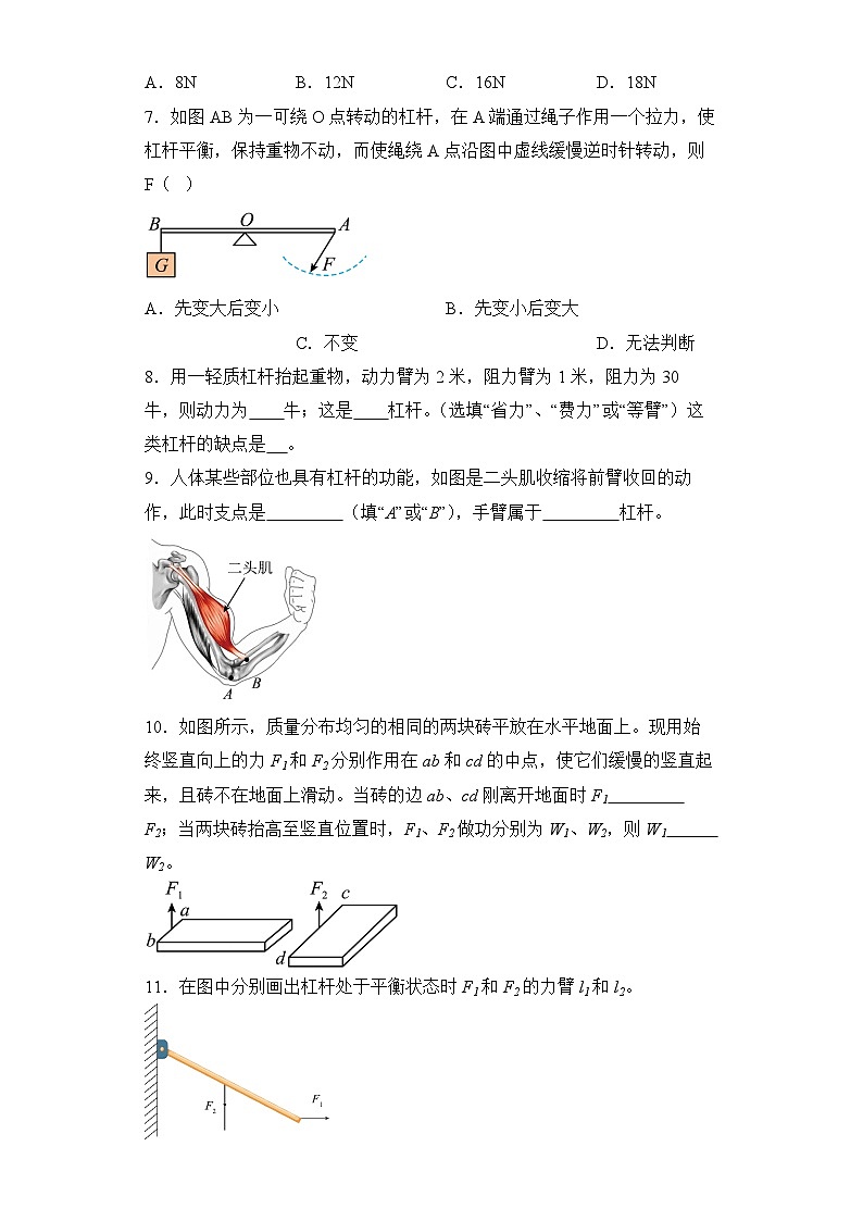 【核心素养目标】沪科版+初中物理+八年级全一册 10.1  科学探究：杠杆的平衡条件 课时1 课件 +教案+练习（含教学反思和答案）03