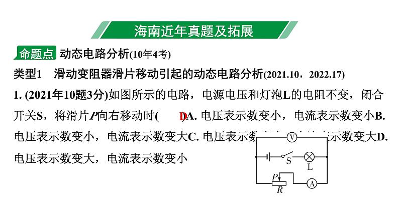 2024海南中考物理二轮重点专题研究 微专题 动态电路分析（课件）第3页