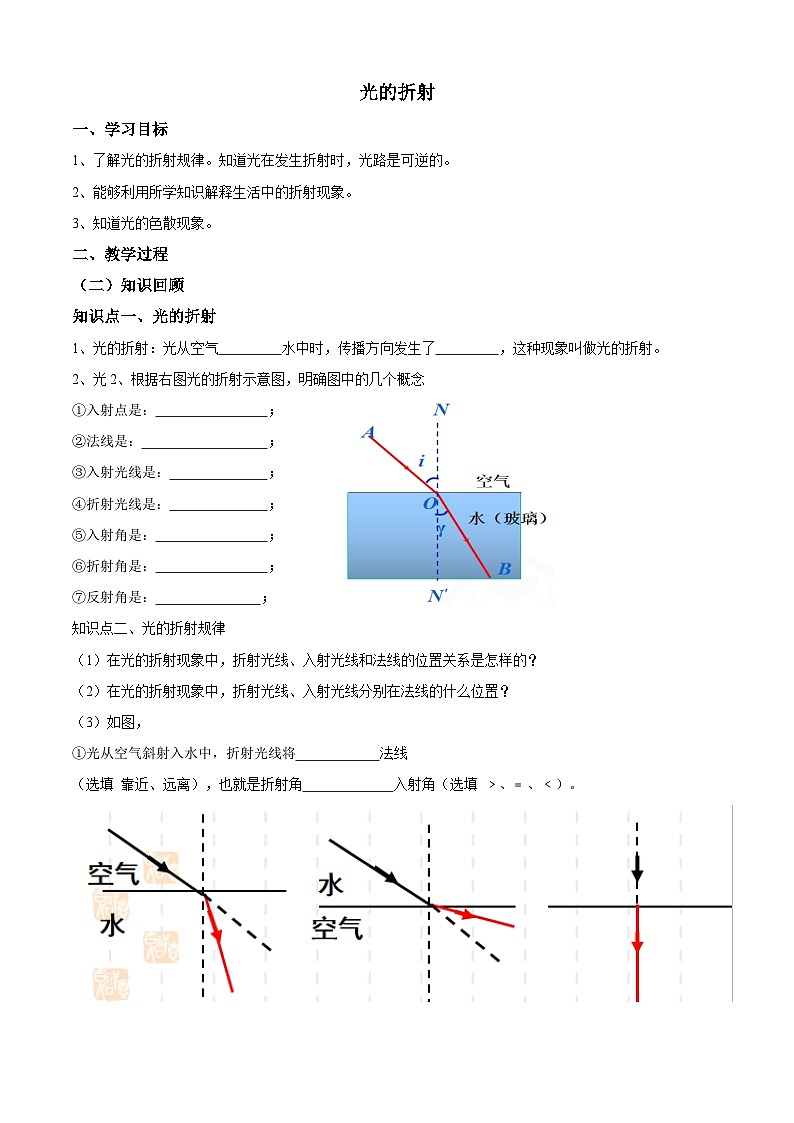 2024年中考物理专题复习：光的折射第1页