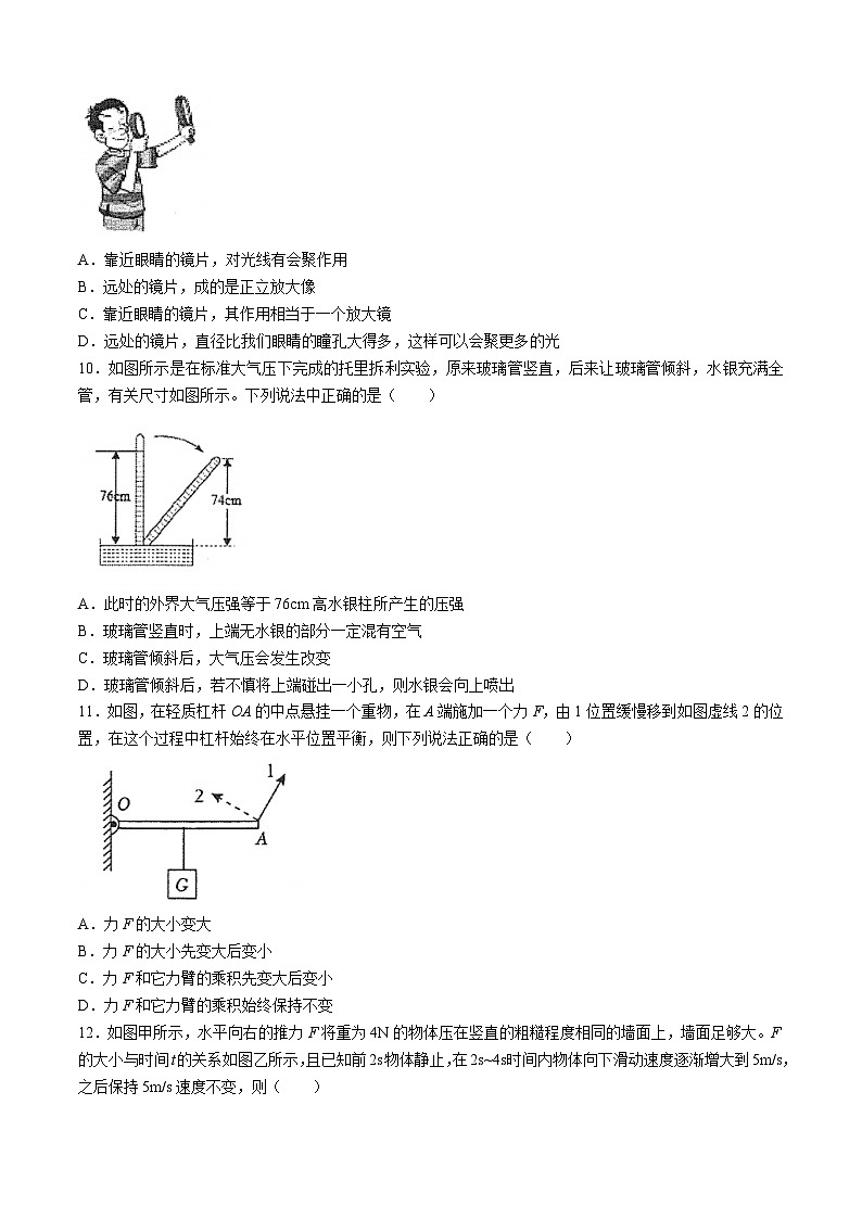 河南省新乡市名校2023-2024学年八年级下学期6月期末联考物理试题(无答案)第3页