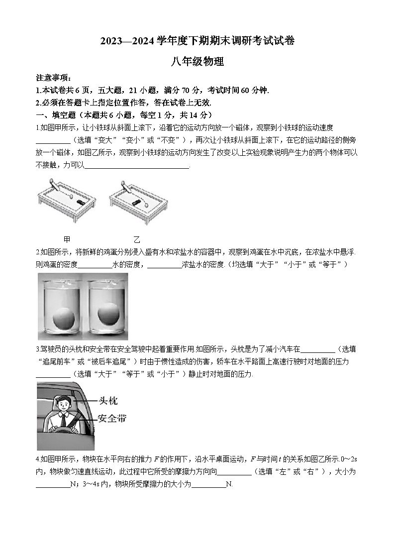 河南省信阳市光山县2023-2004学年八年级下学期期末考试物理试卷01