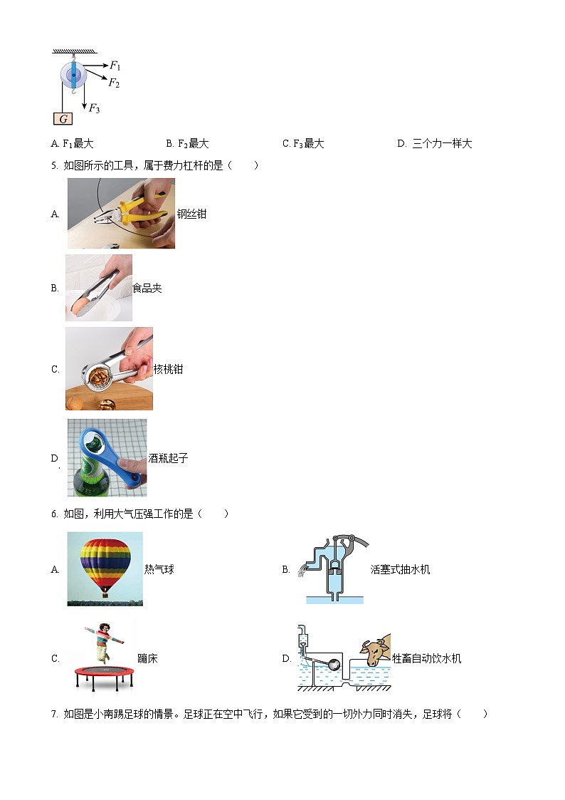 福建省南平市2023－2024学年八年级下学期期末质量检测物理试题（原卷版）第2页