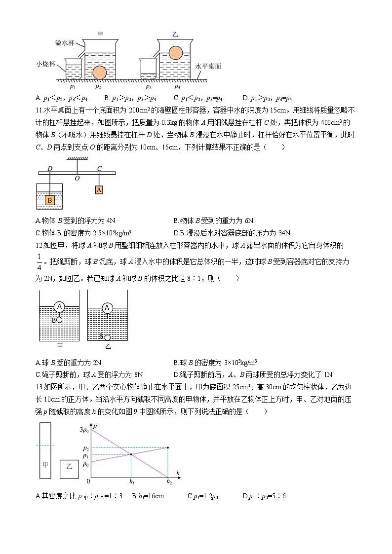 重庆市第一中学2023-2024学年八年级下学期期末考试物理试题第3页