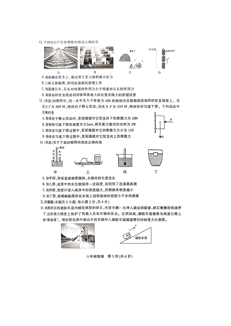 河南省平顶山市2023-2024学年八年级下学期6月期末物理试题第3页