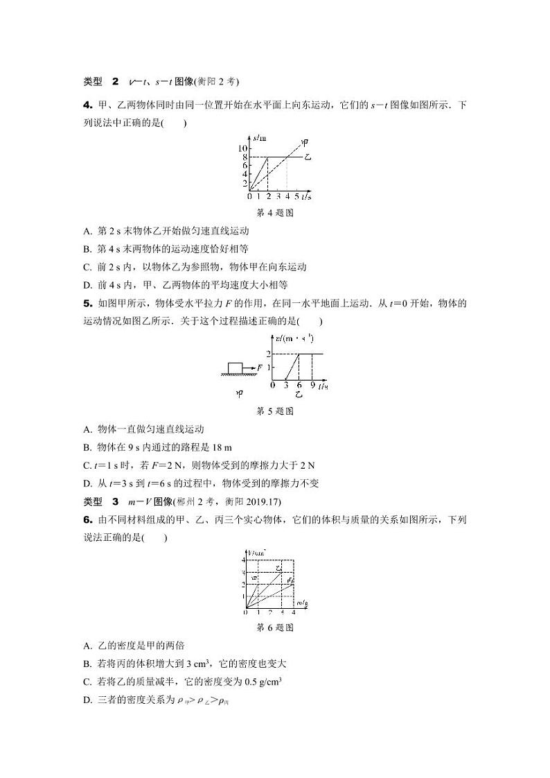 2024湖南中考物理二轮中考题型研究 专题二 坐标图像类题专项训练 (含答案)第2页
