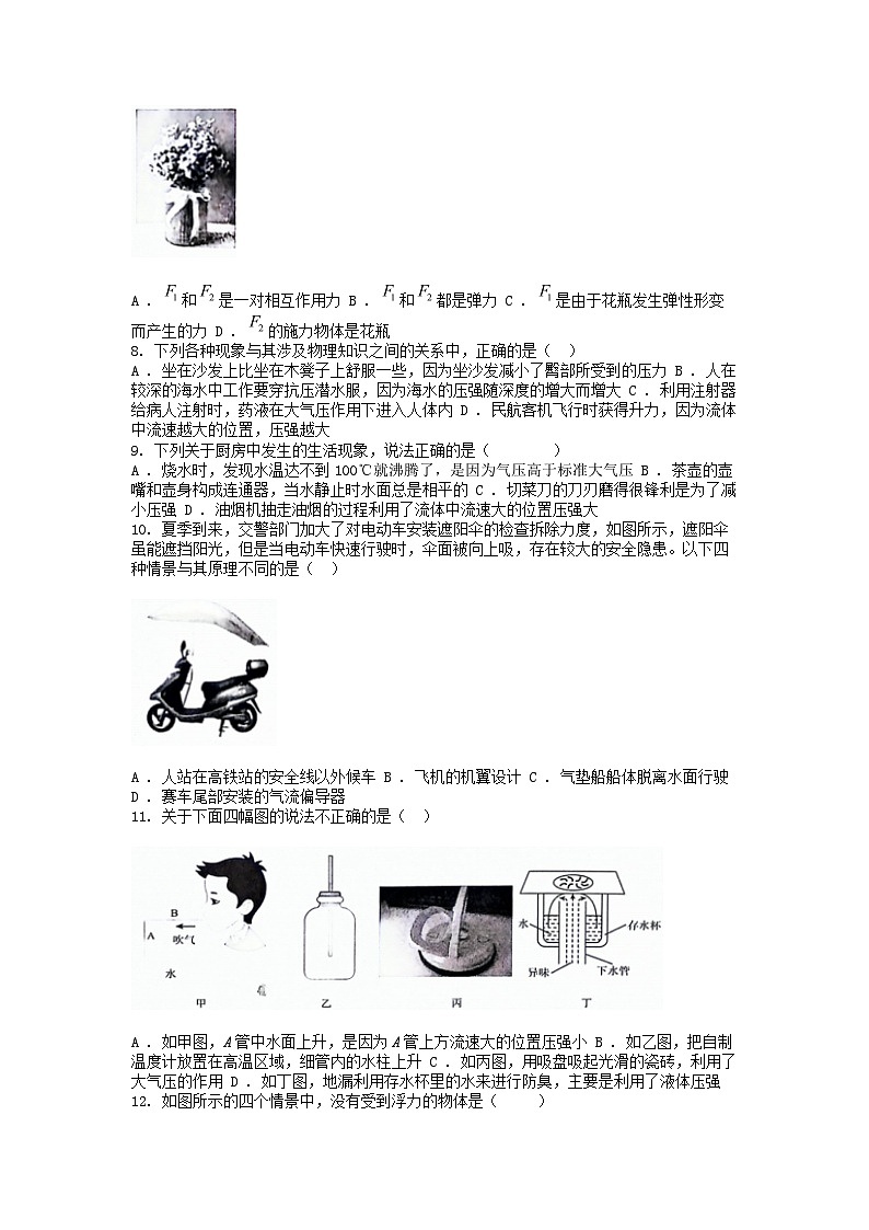 [物理][期中]湖北省安陆市2023-2024学年八年级下学期物理期中质量调研试卷03