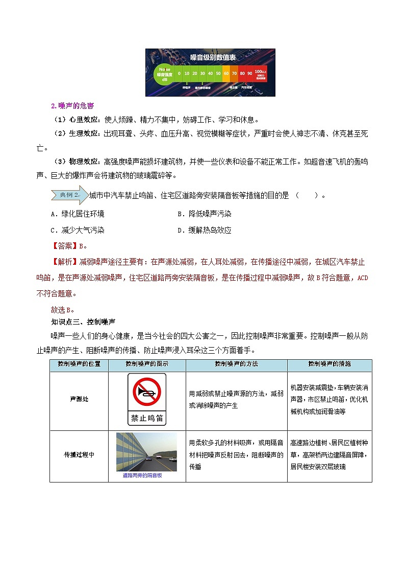 【暑假衔接】人教版初中八年级物理暑假自学课 第09讲  噪声及其控制（教师版）第3页