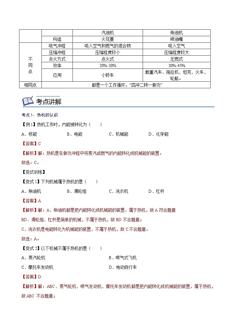【暑假衔接】人教版初中物理九年级（八升九）暑假自学讲练 04  热机（解析版）第2页