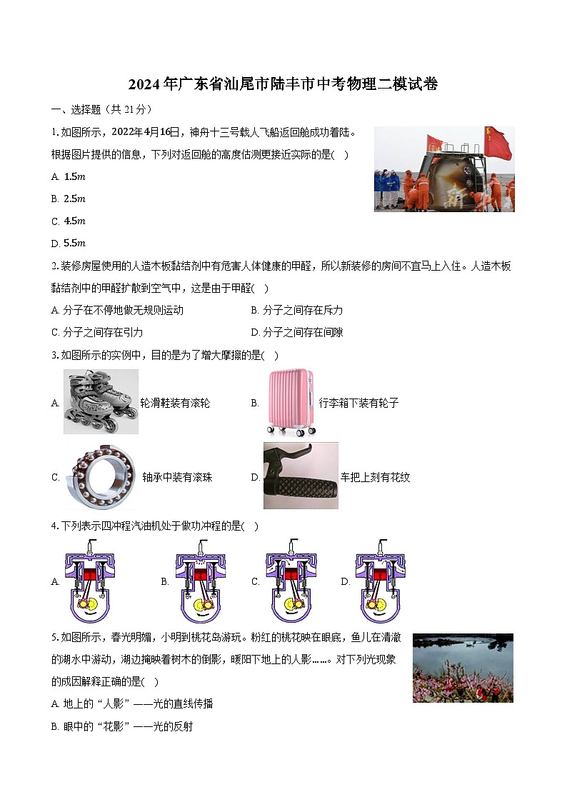 2024年广东省汕尾市陆丰市中考物理二模试卷（含答案）01