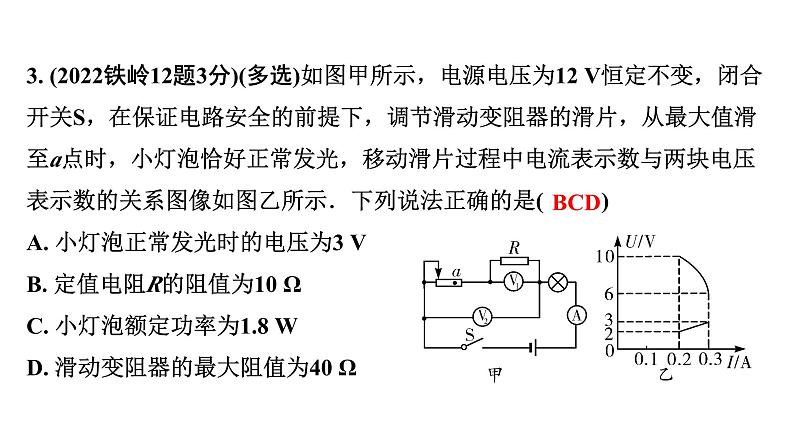 2024辽宁中考物理二轮重点专题研究 微专题 动态电路——电路图结合图像类相关计算（课件）07