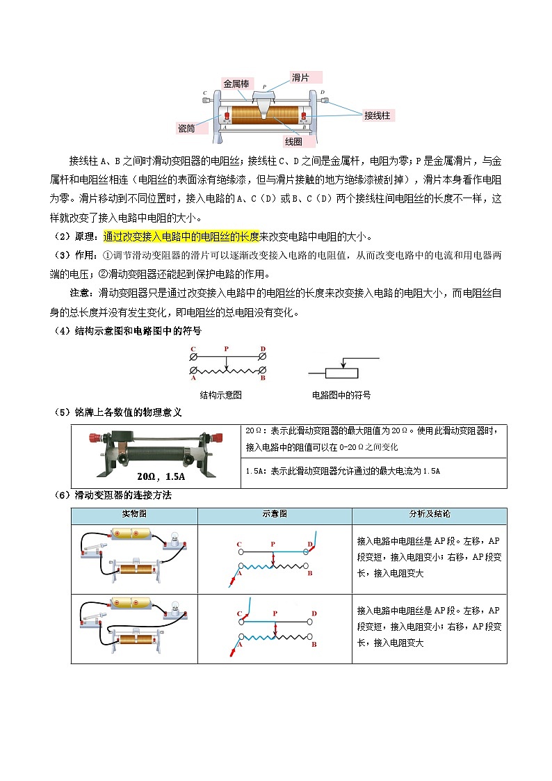 第15讲 变阻器-【暑假衔接】新九年级物理暑假精品课讲义（人教版）02