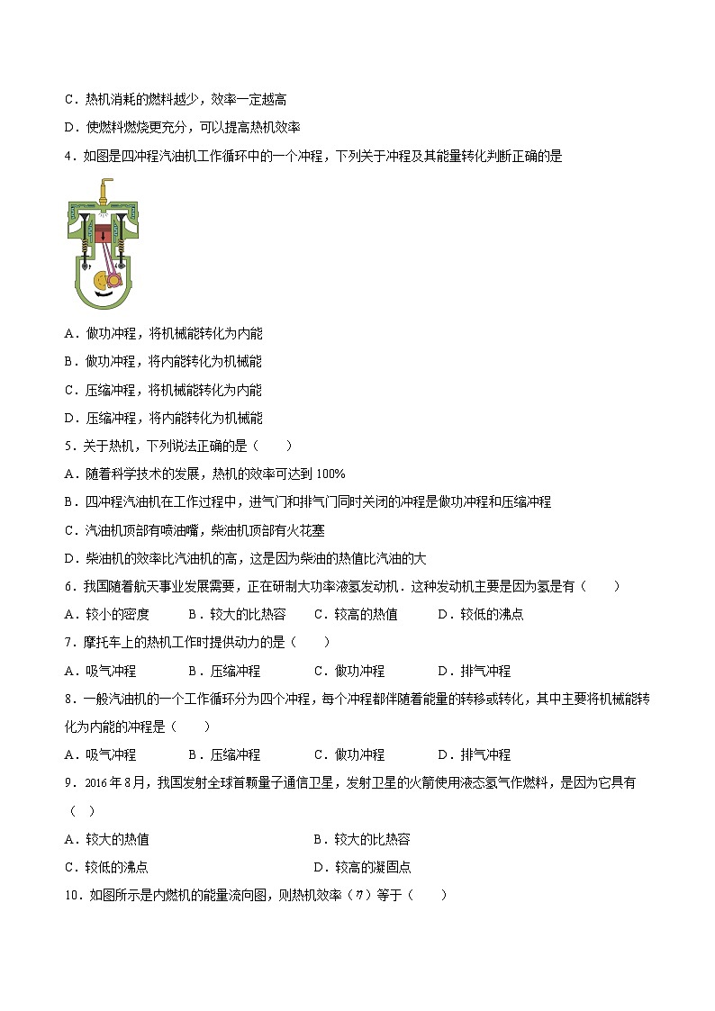 第17讲  第14章  内能的利用    自我检测卷（原卷版）-【暑假衔接】新九年级暑假精品课（人教版）第2页