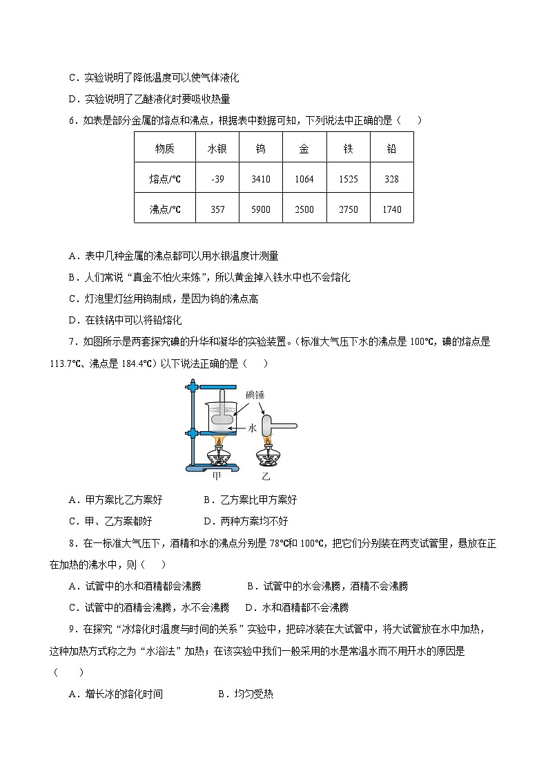 【核心素养】人教版八年级上册 第3章 《物态变化》单元测试卷【原卷版】 【解析版】02