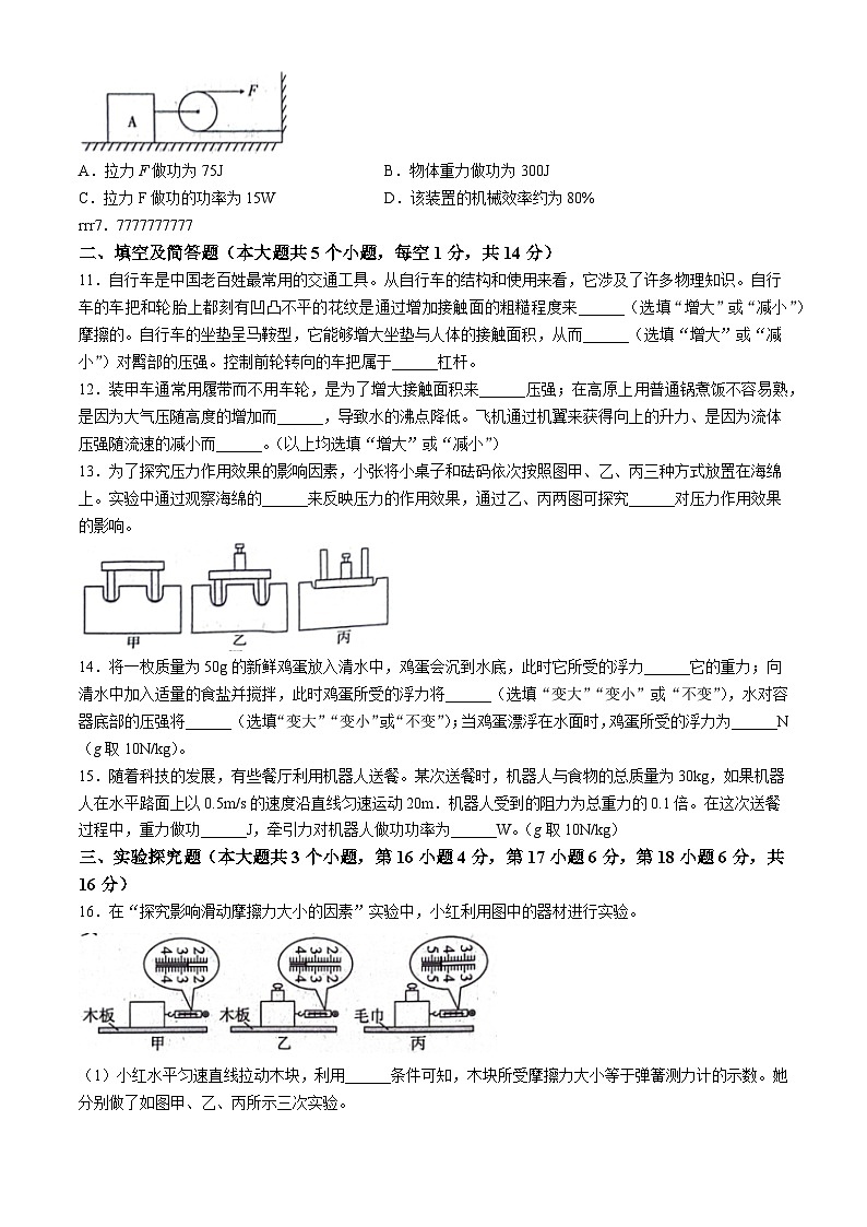 河北省保定市顺平县2023-2024学年八年级下学期期末物理试题03