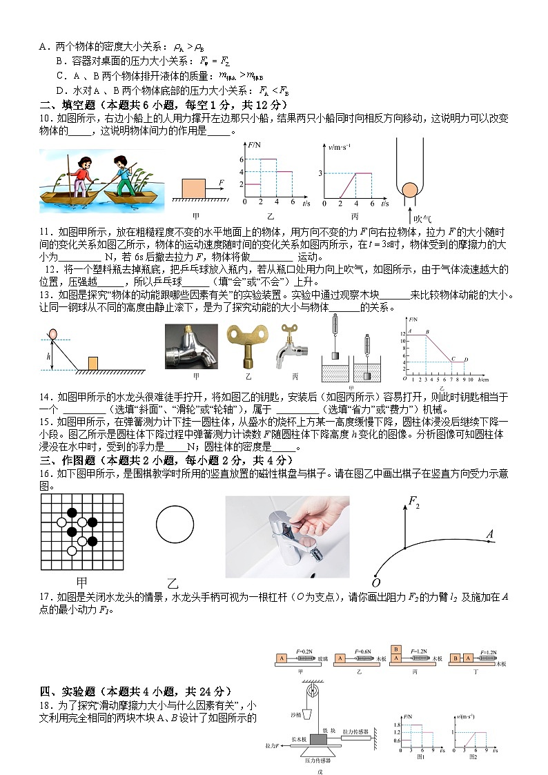 辽宁省2023-2024八年级下学期物理期末冲刺卷（一）02