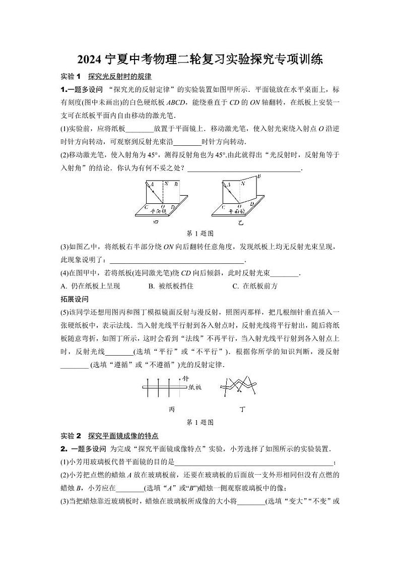 2024宁夏中考物理二轮复习实验探究专项训练 (含答案)第1页