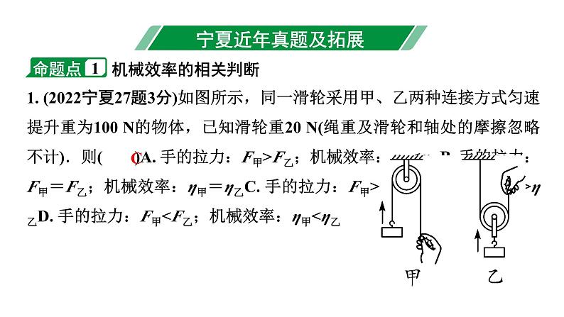 2024宁夏中考物理二轮复习 第13讲 第2节 滑轮、斜面及机械效率（课件）03