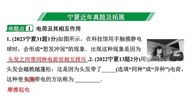 2024宁夏中考物理二轮复习 微专题 电流和电路  电压  电阻 （课件）第3页