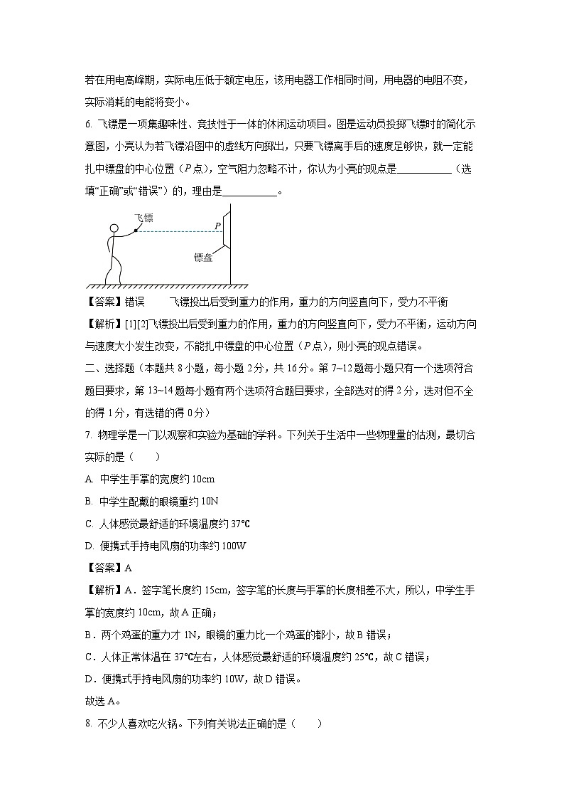 [物理]河南省周口市郸城县2024年中考八模试卷(解析版)第3页