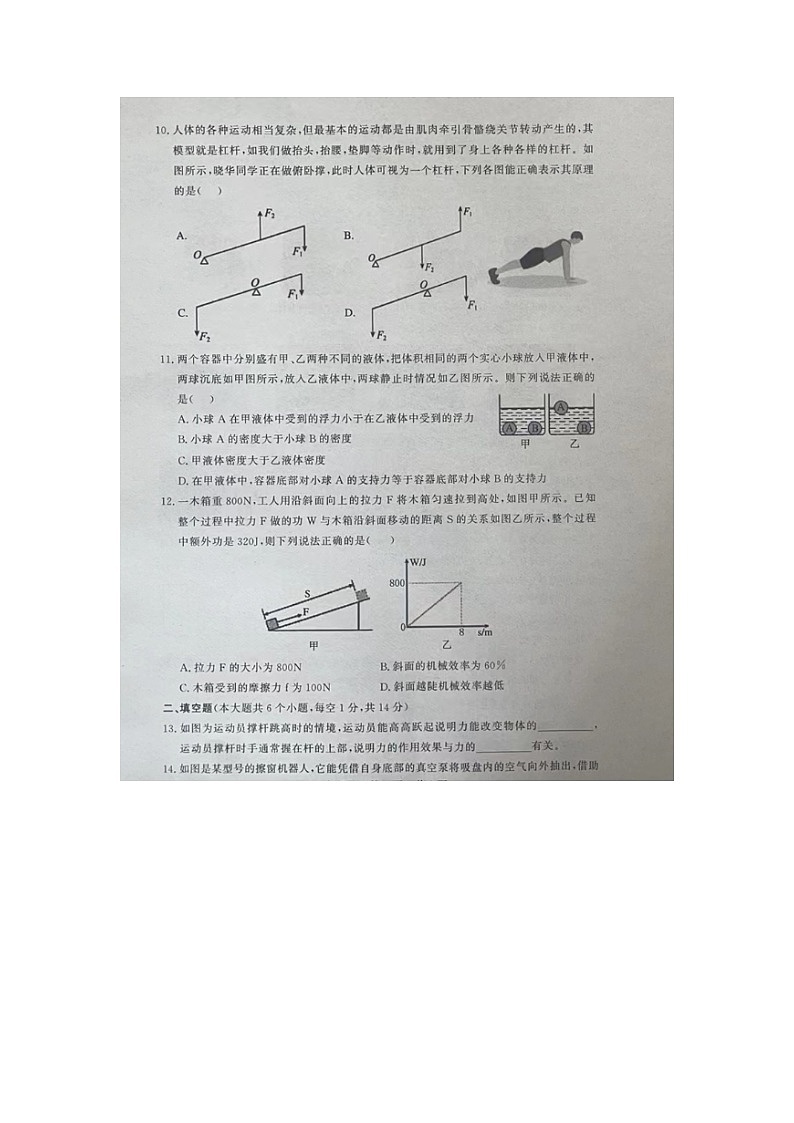 山东省德州市禹城市2023-2024学年度下学期期末考试八年级物理试题03