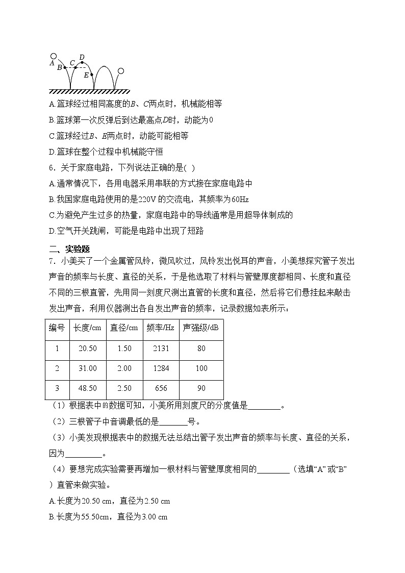 河南省濮阳市南乐县2024届九年级下学期中考二模物理试卷(含答案)02
