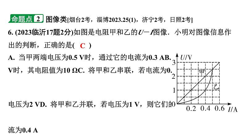 2024山东中考物理二轮复习 微专题 欧姆定律的理解及简单计算（课件）第7页