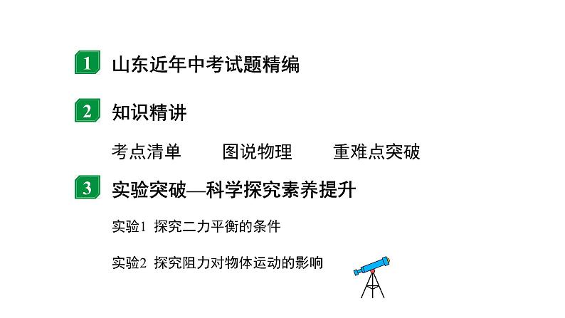 2024山东中考物理二轮重点专题研究 第八章 第二节 二力平衡  牛顿第一定律（课件）第2页