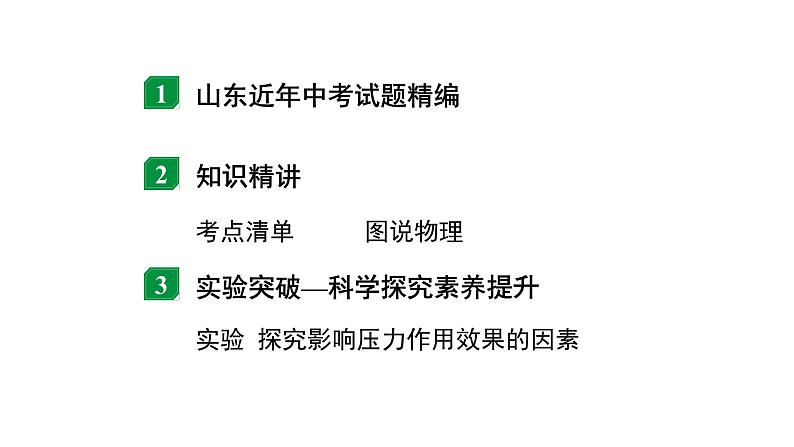 2024山东中考物理二轮重点专题研究 第九章 第一节 固体压强（课件）第2页