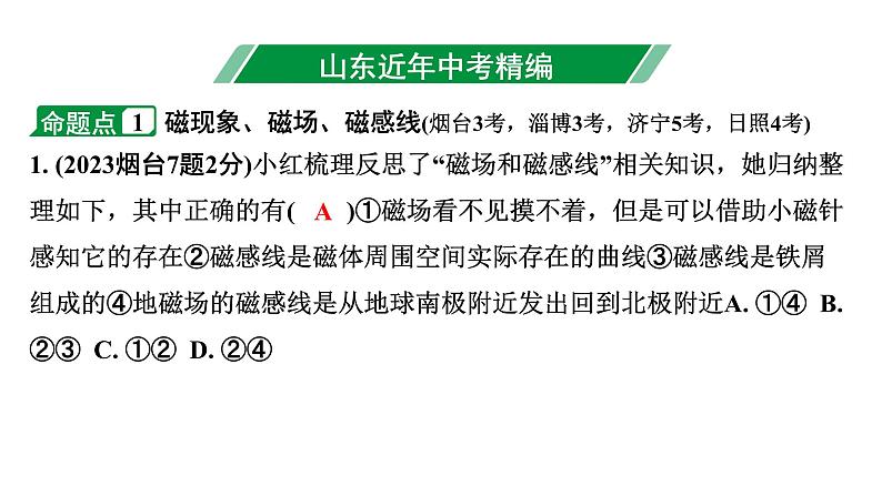 2024山东中考物理二轮重点专题研究 第十五章  电与磁（课件）第3页