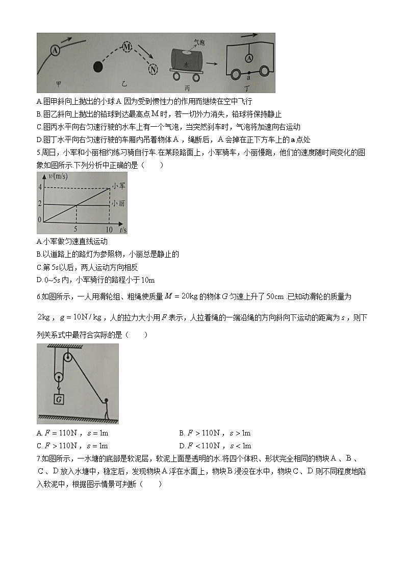 广东省茂名市2023-2024学年八年级下学期7月期末物理试题(无答案)第2页