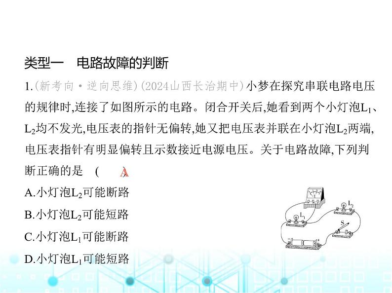 沪粤版初中九年级物理专项素养综合练(八)电路故障分析课件第2页