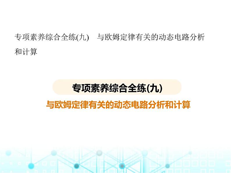 沪粤版初中九年级物理专项素养综合练(九)与欧姆定律有关的动态电路分析和计算课件01