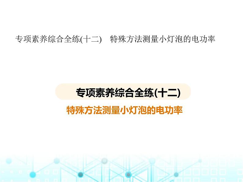 沪粤版初中九年级物理专项素养综合练(十二)特殊方法测量小灯泡的电功率课件第1页