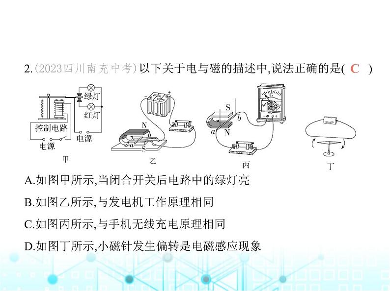 沪粤版初中九年级物理专项素养综合练(十五)电磁现象辨析课件第4页