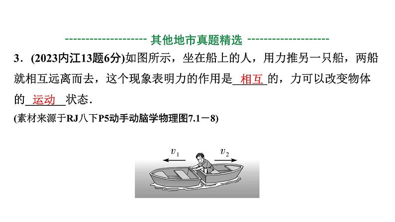 2024四川中考物理二轮重点专题研究 第九讲  力  运动和力 第1节  力  牛顿第一定律（课件）第5页