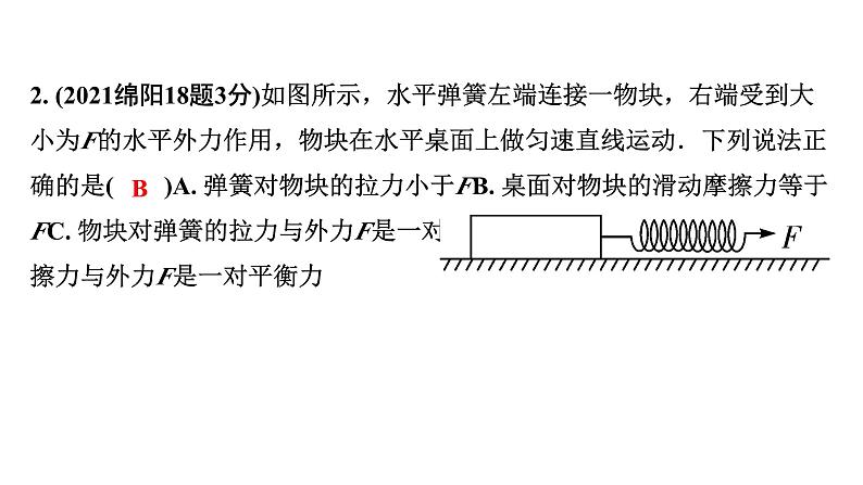 2024四川中考物理二轮重点专题研究 第九讲  力  运动和力 第2节  二力平衡  摩擦力（课件）第4页