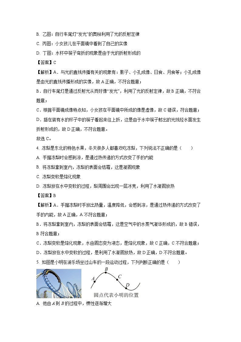 [物理][三模]黑龙江省哈尔滨市平房区2024年中考三模试题(解析版)第3页