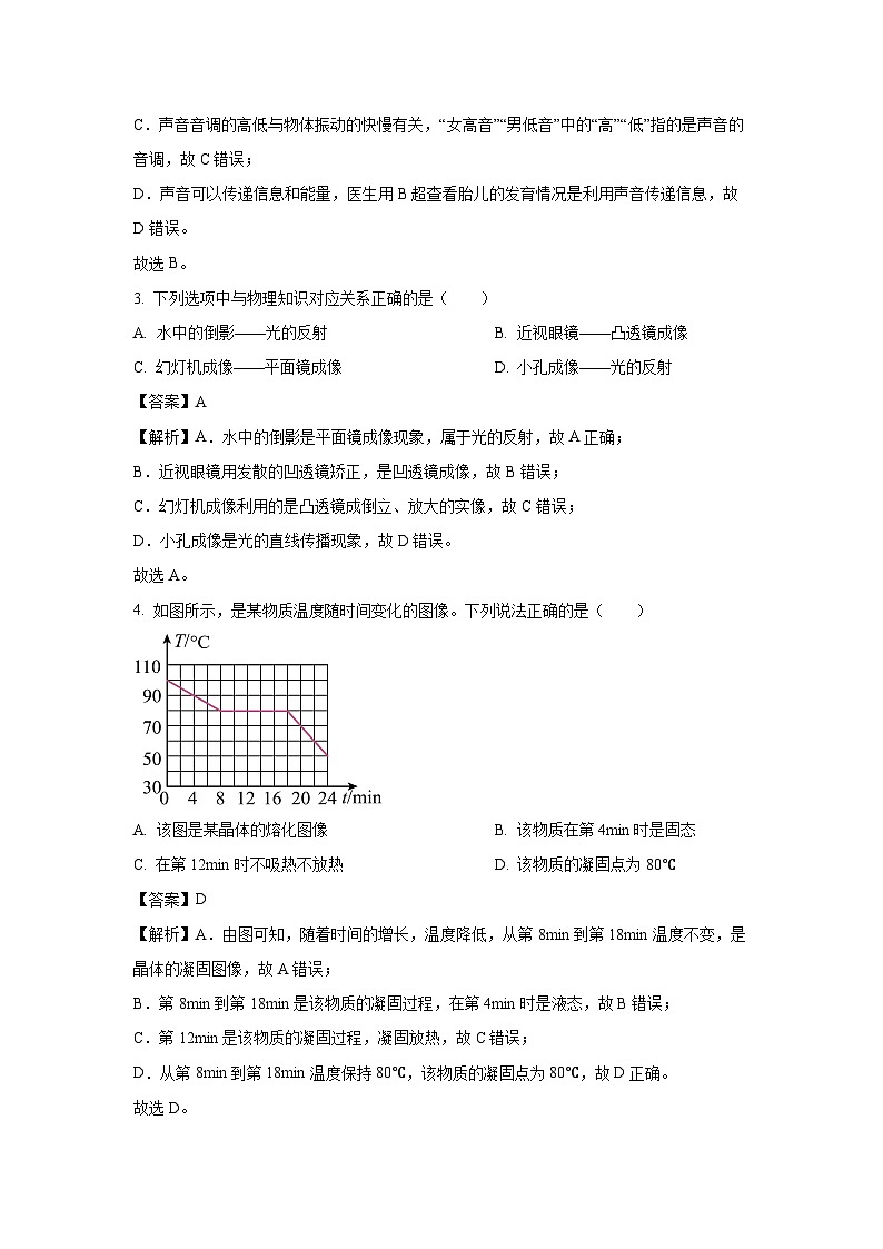 [物理]黑龙江省哈尔滨市道里区2023-2024学年下学期九年级学生质量监测调研测试(三)(解析版)第2页